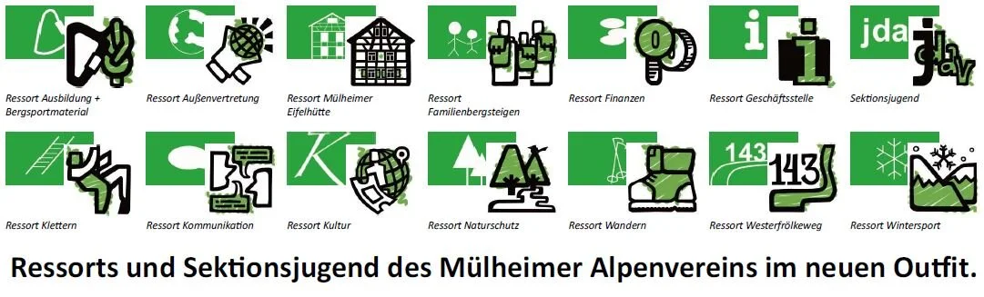 Neue Ressortpiktogramme | © DAV-Sektion Mülheim an der Ruhr 2024 | © DAV-Sektion Mülheim an der Ruhr