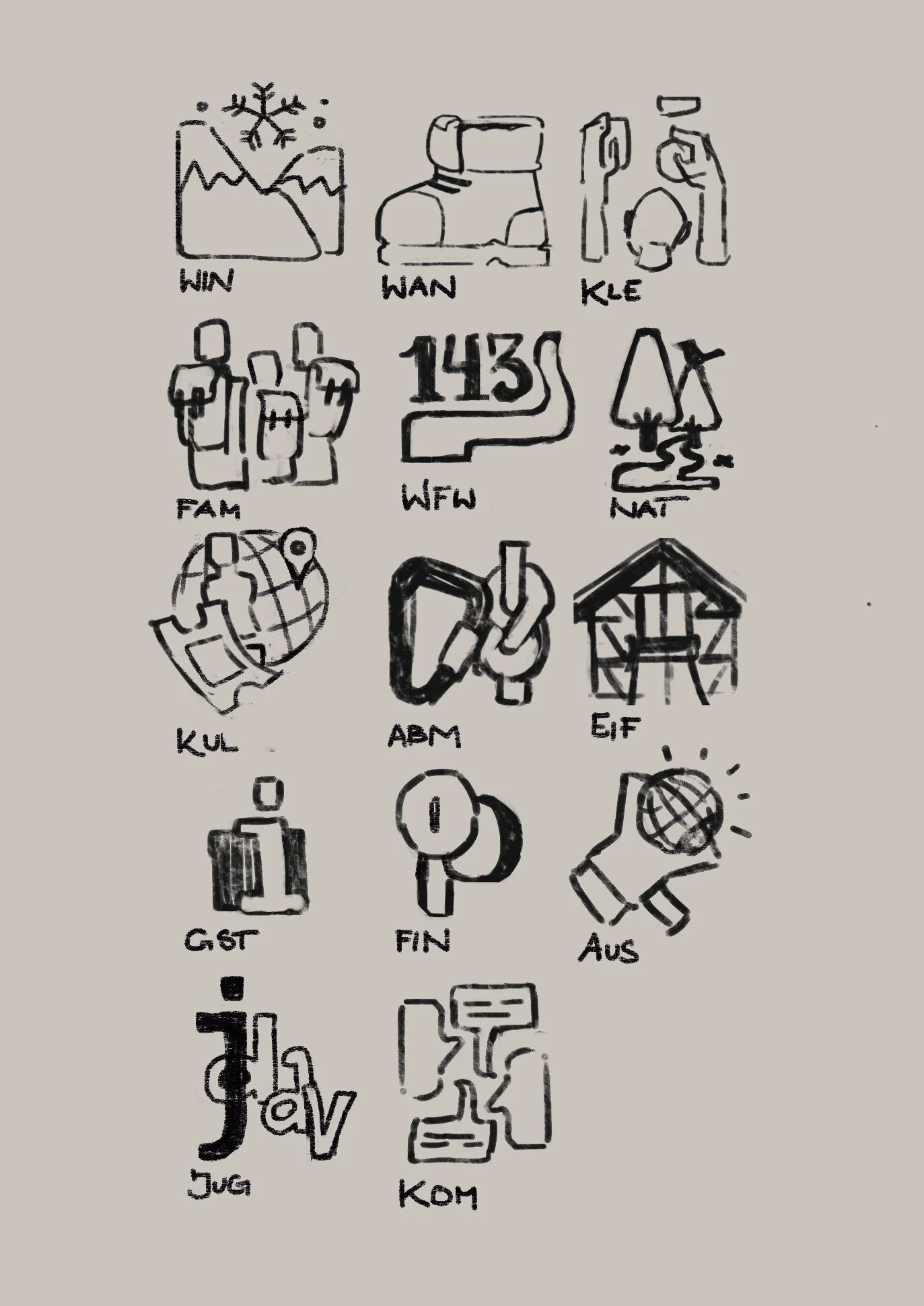 Entwurf der neuen Ressortpiktogramme | © Judith Herrchen 2022 | © Judith Herrchen