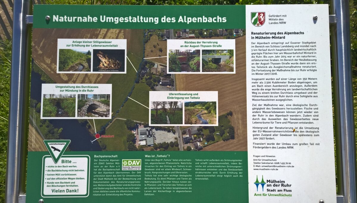 Informationstafel zum Alpenbach am Mintarder Wasserbahnhof | © Michael Cremer 2021 | © Michael Cremer
