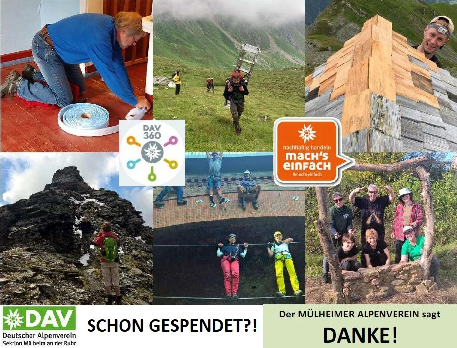 Danke für die Spende! | © DAV-Sektion Mülheim an der Ruhr 2021 | © DAV-Sektion Mülheim an der Ruhr